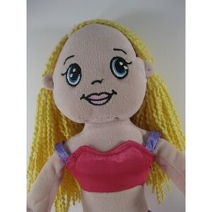 MERMAID 18" Plush Hot Pink Blond Yarn Hair Stuffed Toy Doll Ocean Sea Life SHINY